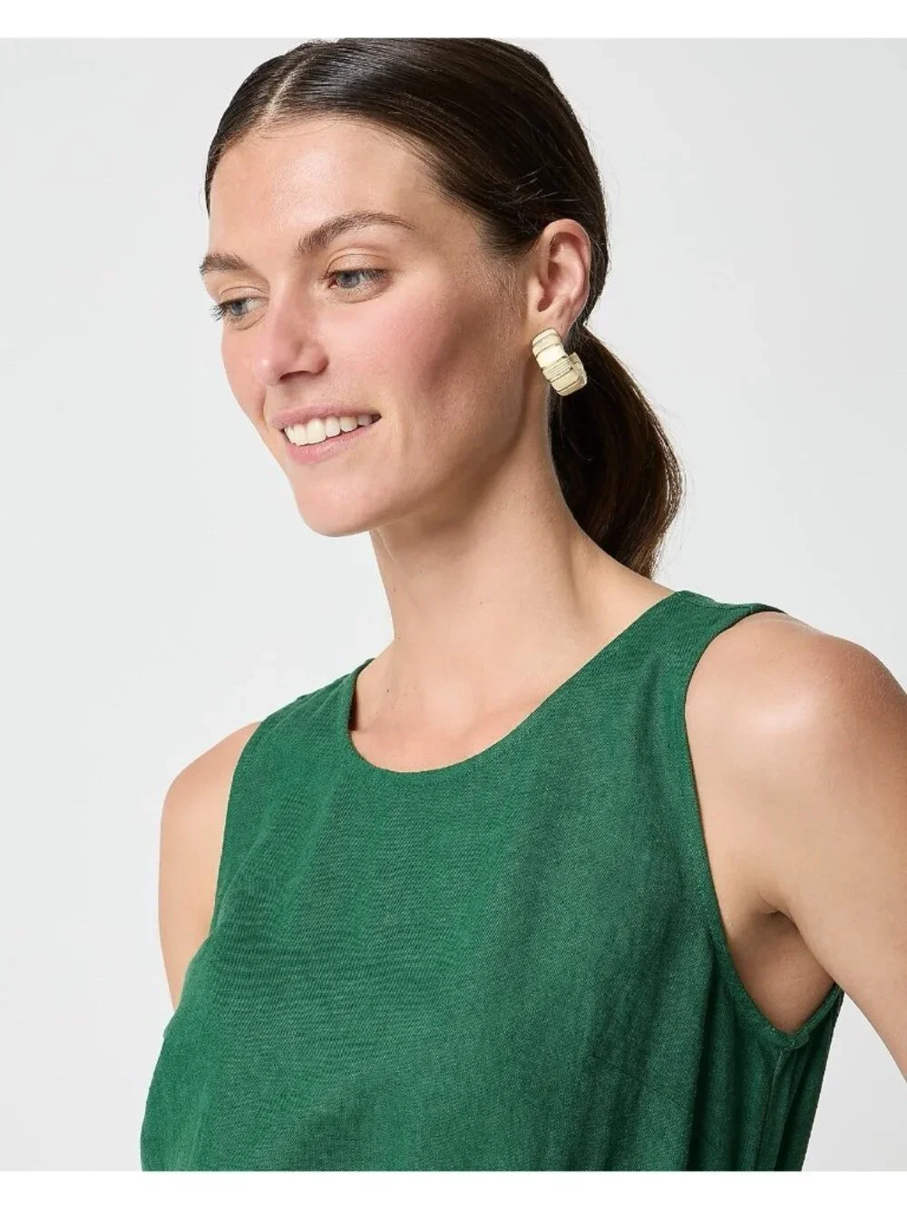 J Crew Womens Linen Blend Sleeveless Mini Dress 2 Fern Canyon Green Minimalist